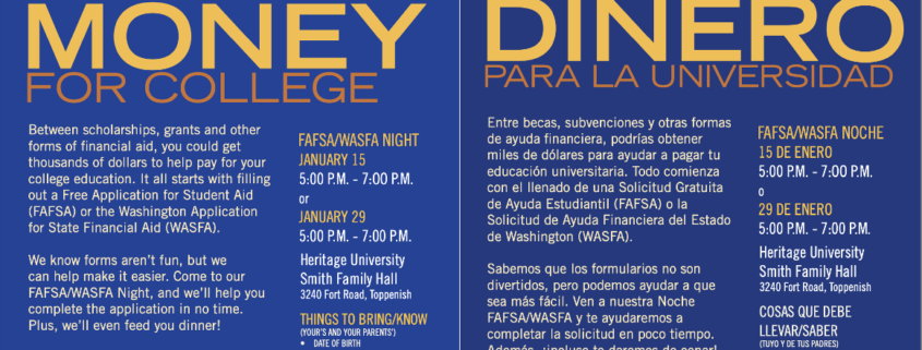 WASFA/FAFSA Night flyer