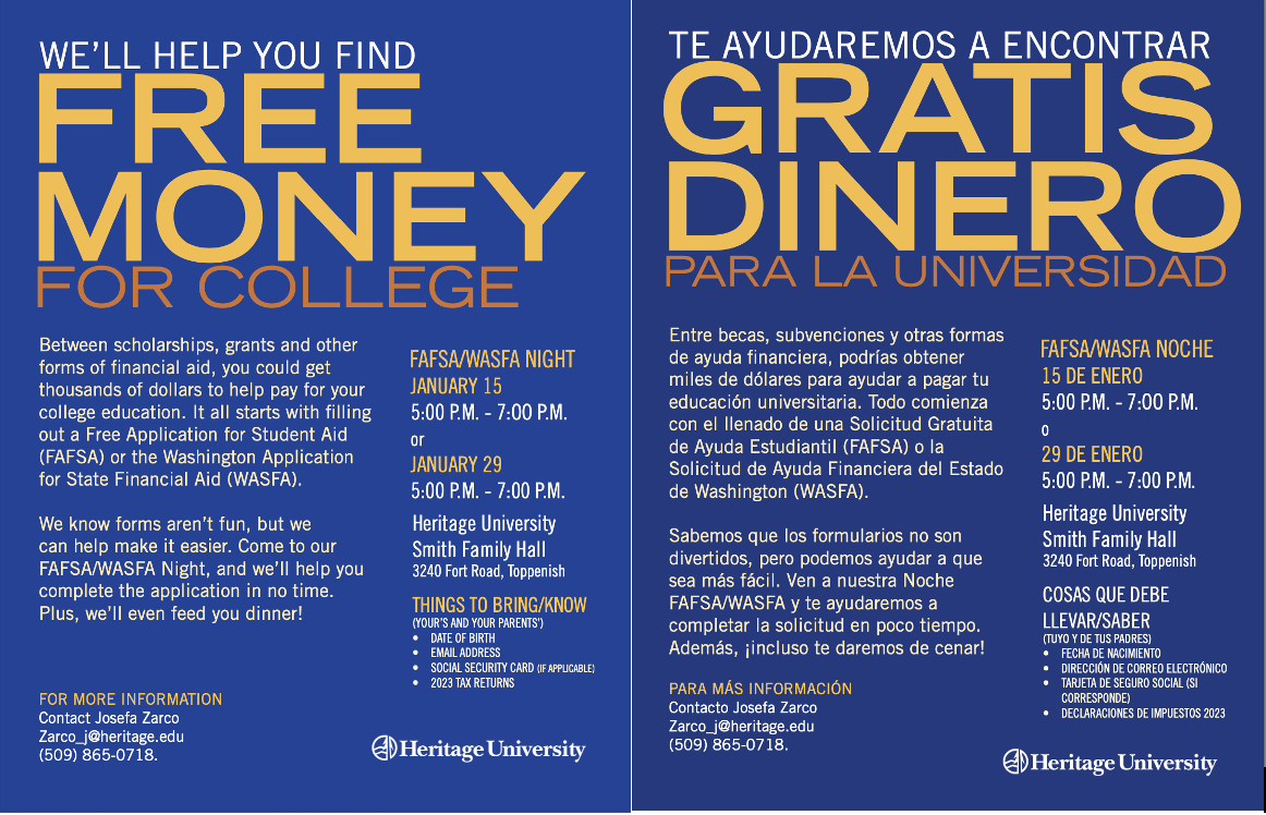 WASFA/FAFSA Night flyer