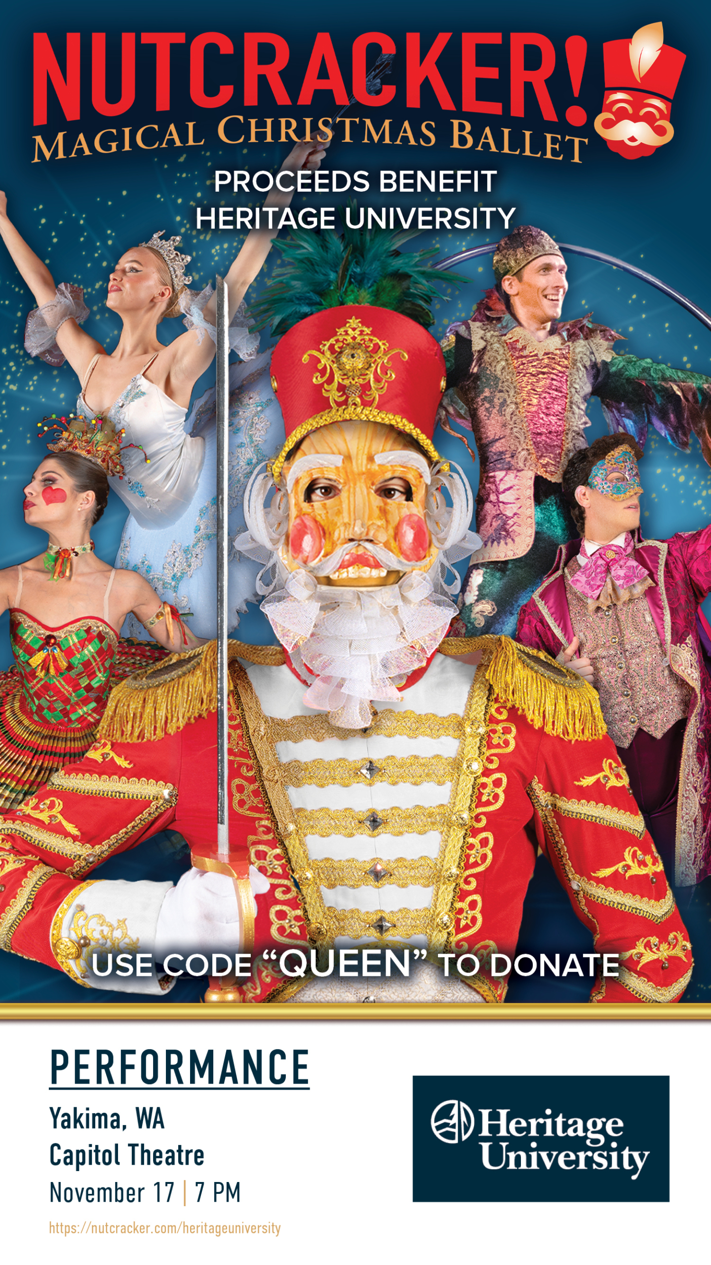 People dressed in ballet outfits with one person dressed as a fancy soldier from the 1800s