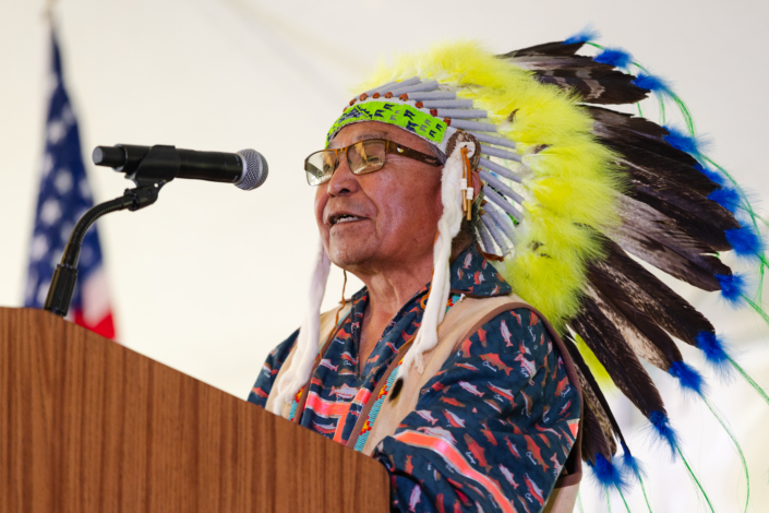 Presidential Inauguration: Installation A person speaking into a microphone