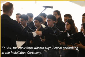 A group of people singing