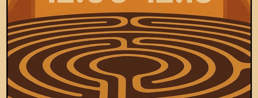 poster showing a labyrinth in different shades of brown colors