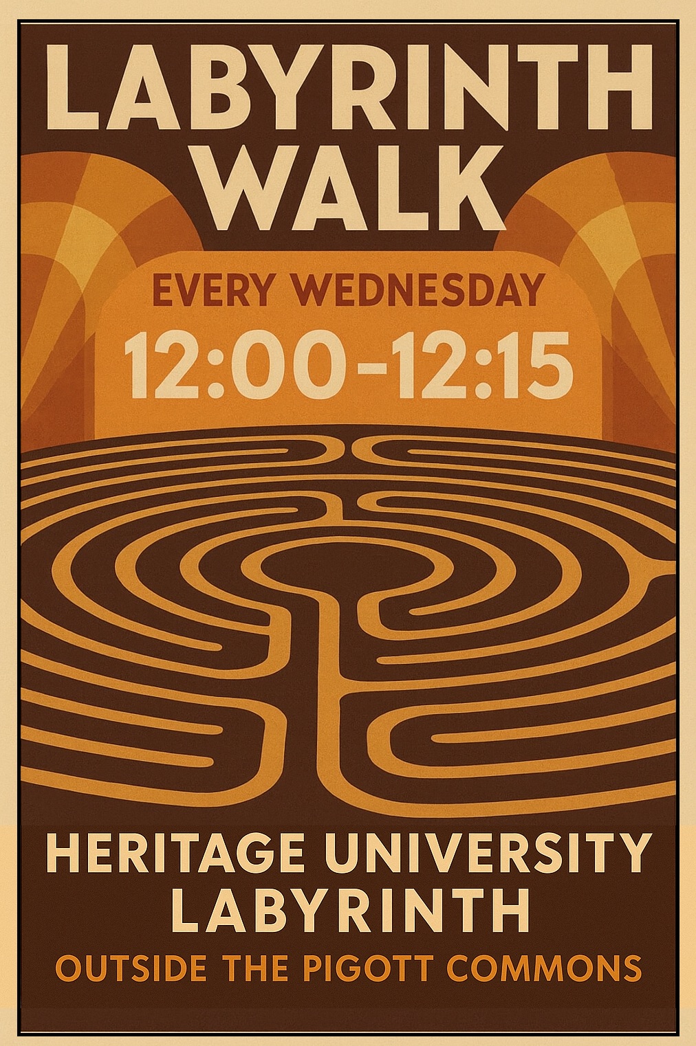 poster showing a labyrinth in different shades of brown colors