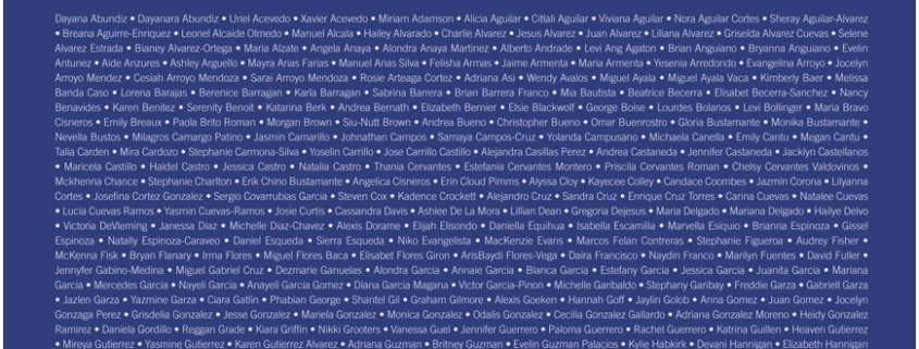 A blue and white rectangular invitation