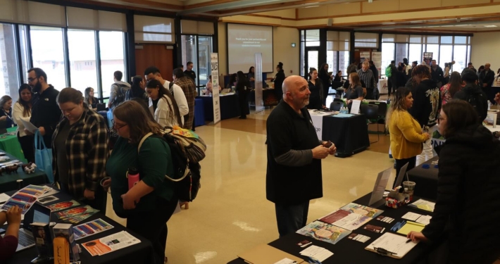 A group of people at a convention-like gathering