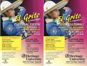 Side-by-side bilingual flyer promoting 