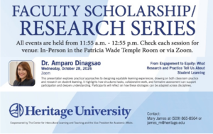 Flyer for Amparo Dinagsao - From Engagement to Equity (Faculty Scholarship Research Series)