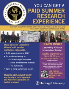 Leadership Alliance Information Session flyer