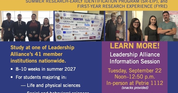Leadership Alliance Information Session flyer