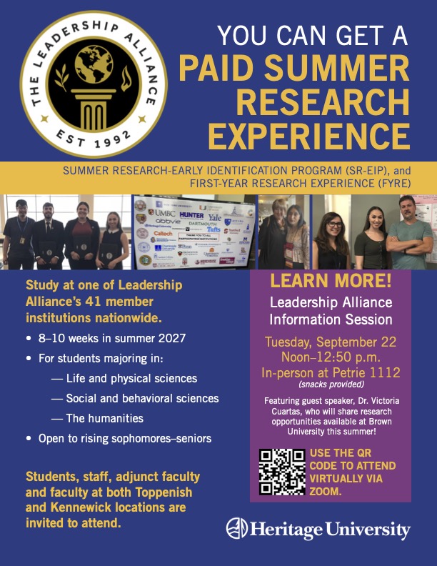 Leadership Alliance Information Session flyer